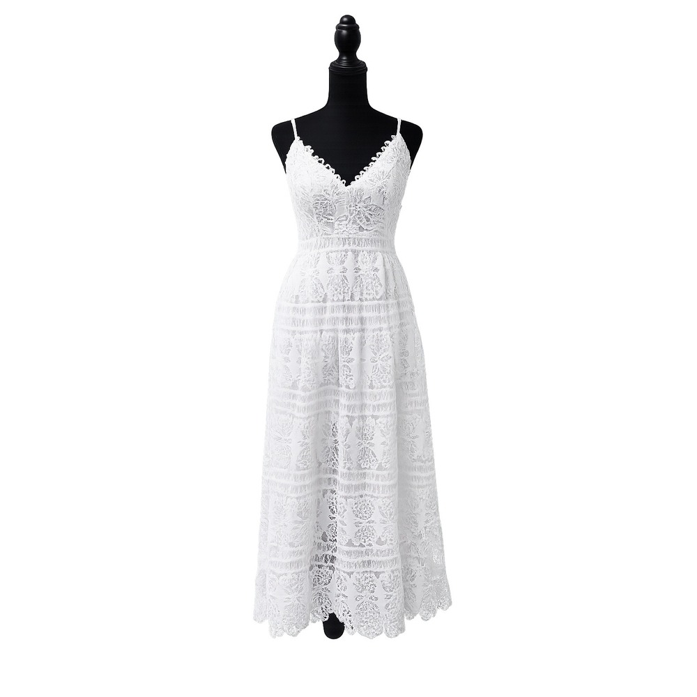 Charlotte Russe Crochet Lace Midi Dress Women XS White